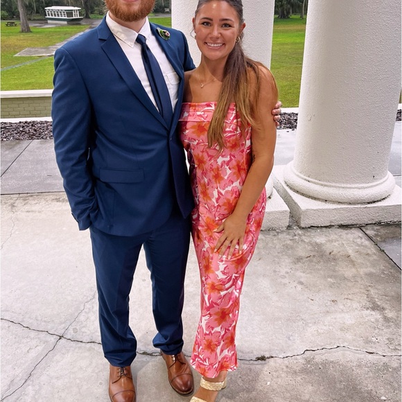Strapless Floral Pink Dress - Picture 2 of 3